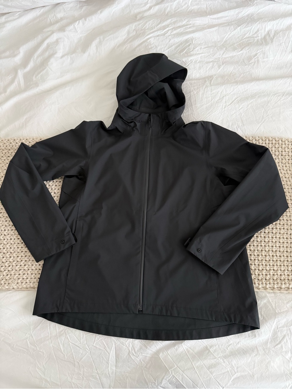 Black Hooded Rain Jacket